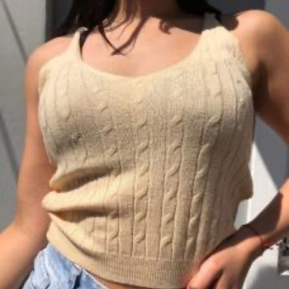 Almost Famous Cream Knit Tank Top